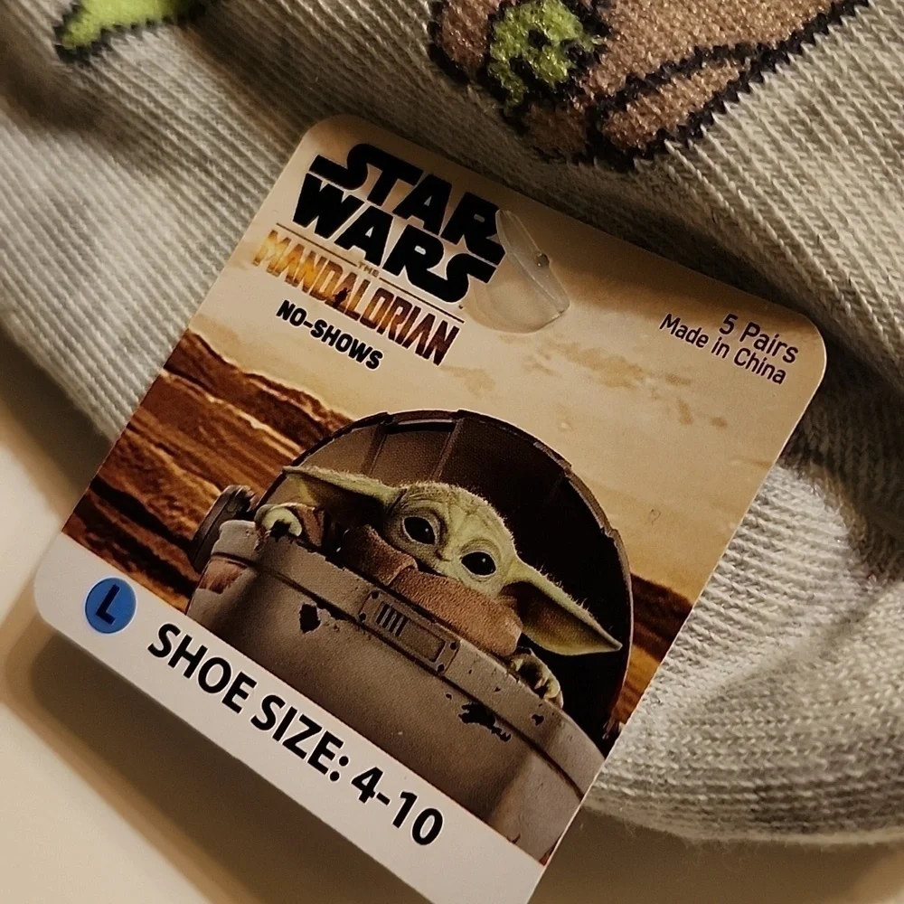 Star Wars Mandalorian No Show Socks 5 Pairs Included Size Large Shoe Size 4 10